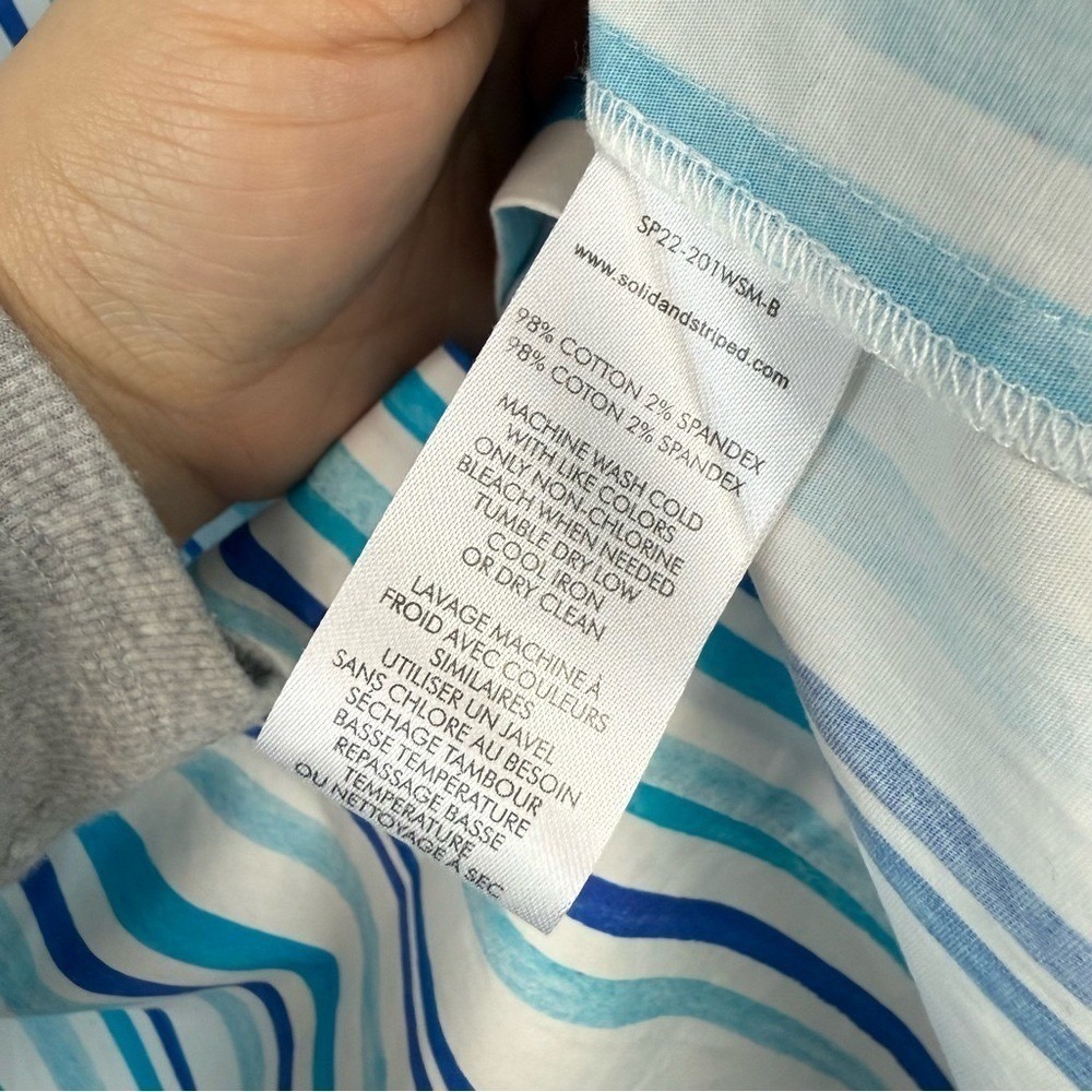 SOLID & STRIPED Mixed Blue Striped Button Down Shirt Oversized Size Small‎ - Picture 12 of 12